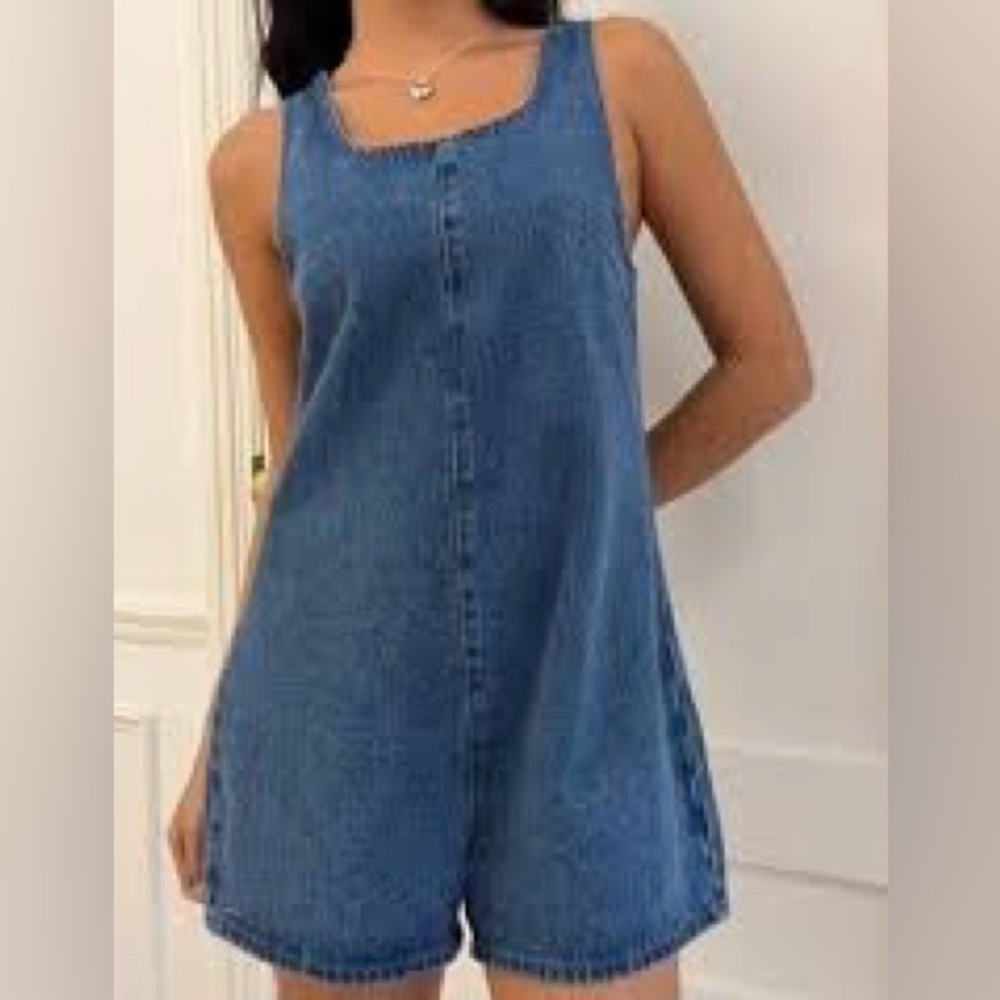 SHEIN Denim Romper Sleeveless Size L 8 10